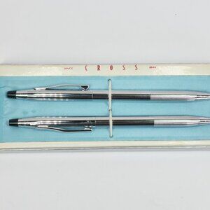 Cross Century Chrome Ballpoint Pen & Pencil Set / Made in USA / Original Box